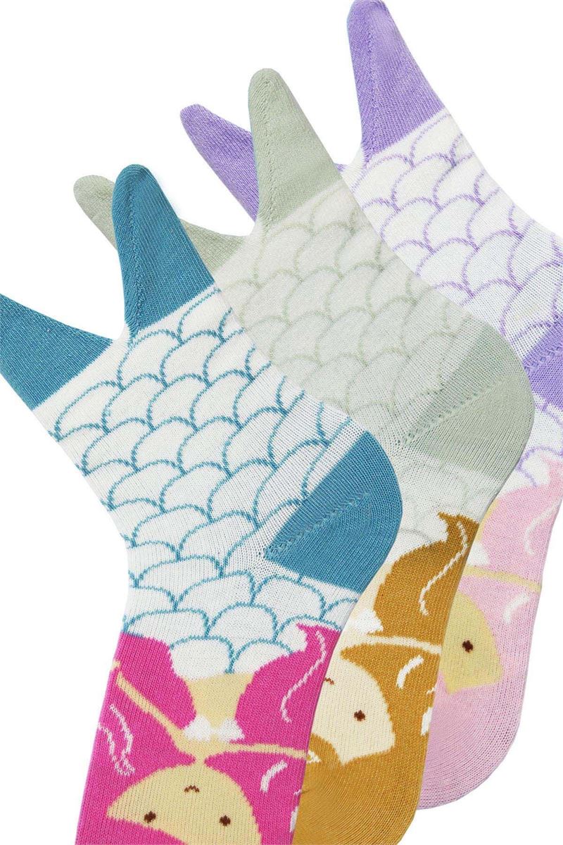 BROSS 3D MERMAID PATTERNED GIRLS SOCKS ASORTY