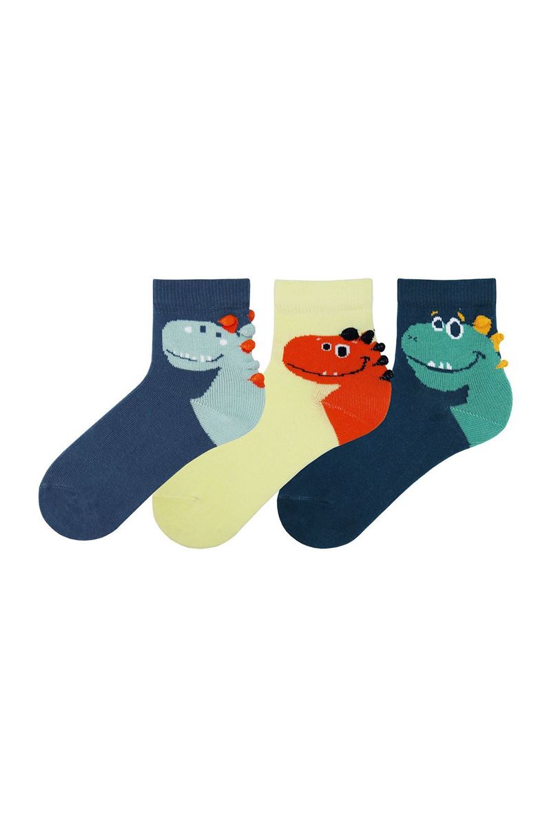 BROSS 3D DINOSAUR PATTERNED BOYS SOCKS ASORTY