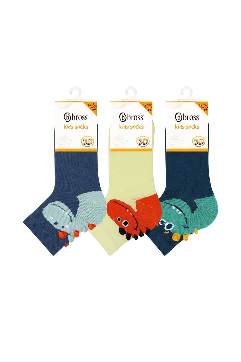 BROSS 3D DINOSAUR PATTERNED BOYS SOCKS ASORTY