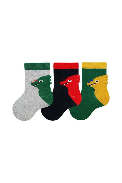 3D Plain Dino Baby Boys Socks 12