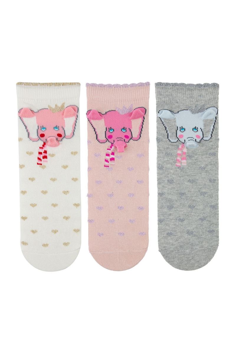 BROSS 3D ELEPHANT PATTERNED GIRLS SOCKS ASORTY