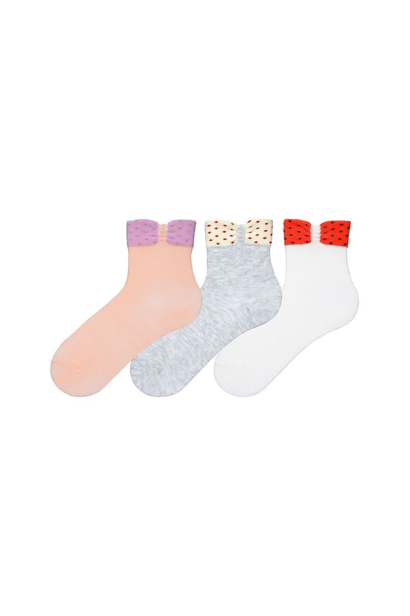 BROSS 3D BOWTIE PATTERNED GIRLS SOCKS ASORTY