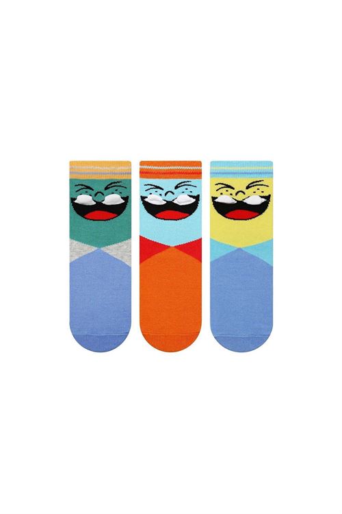 3D Smiling Face Patterned Boys Socket Socks 12