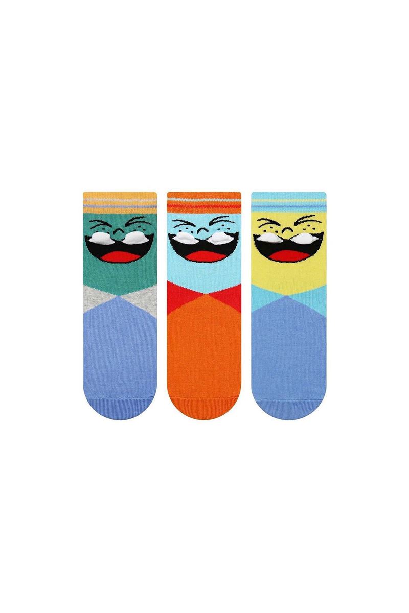 3D SMILING FACE PATTERNED BOYS SOCKET SOCKS
