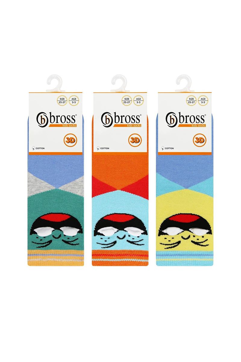 3D SMILING FACE PATTERNED BOYS SOCKET SOCKS