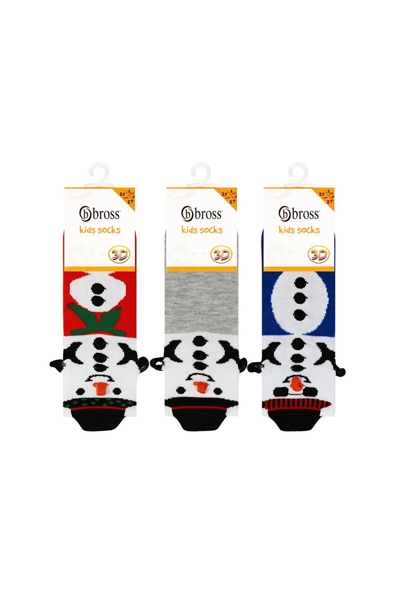 BROSS 3D SNOWMAN BOYS SOCKS ASORTY