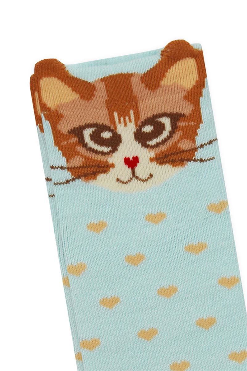 BROSS 3D CAT PATTERNED GIRLS SOCKS ASORTY