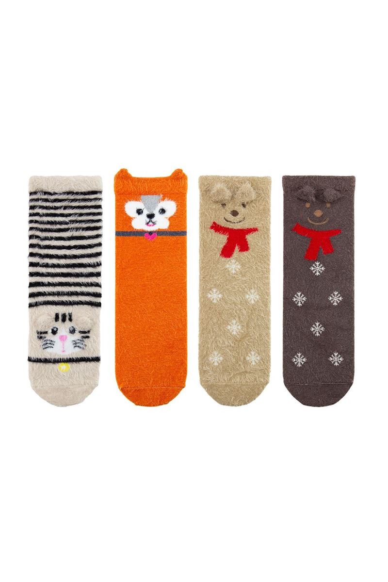 3D CAT, TEDDY BEAR PATTERNED WOMEN S SOCKS