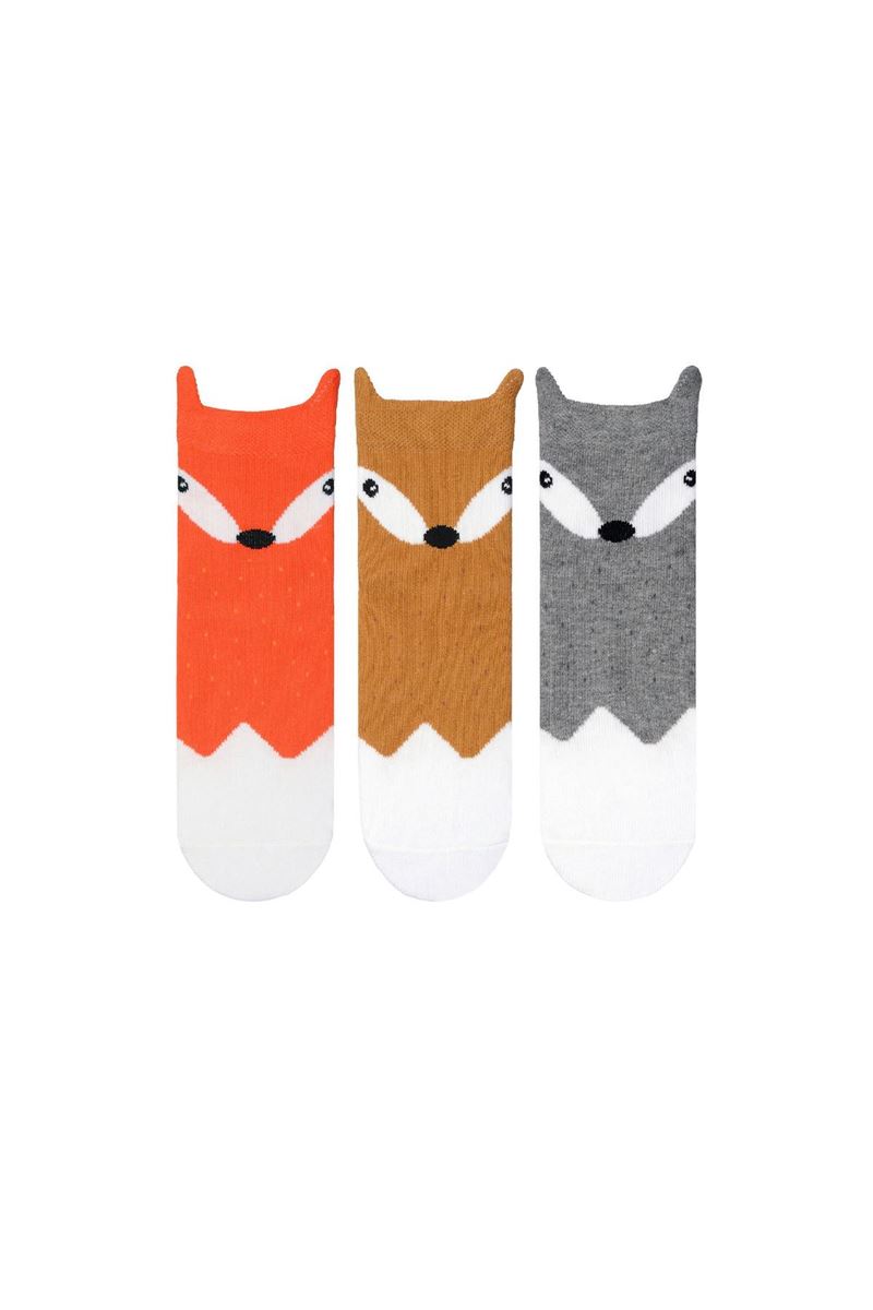 BROSS 3D FOX PATTERNED BOYS SOCKS ASORTY