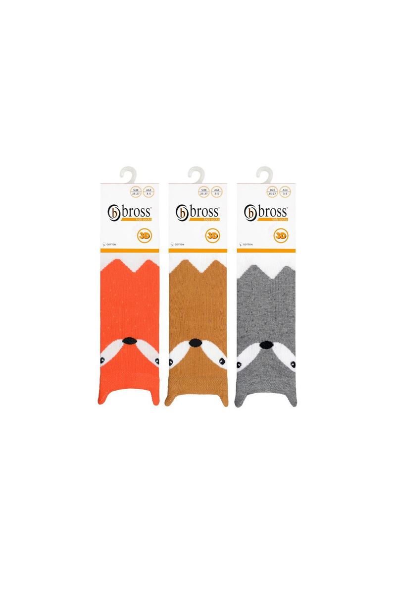 BROSS 3D FOX PATTERNED BOYS SOCKS ASORTY