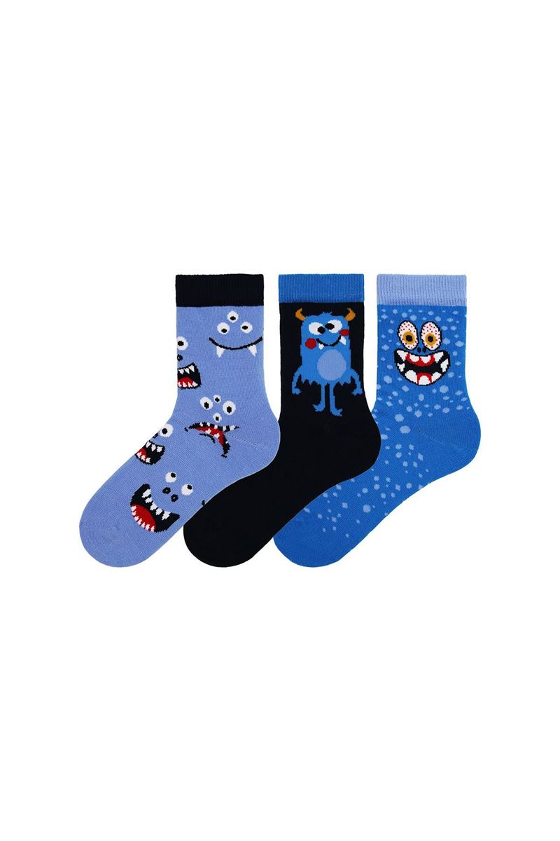 BROSS BLUE MONSTER PATTERN BOY SOCKET SOCKS ASORTY