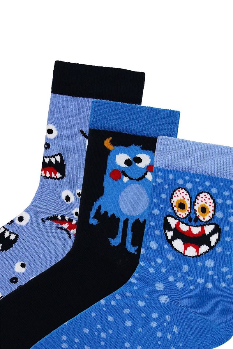BROSS BLUE MONSTER PATTERN BOY SOCKET SOCKS ASORTY