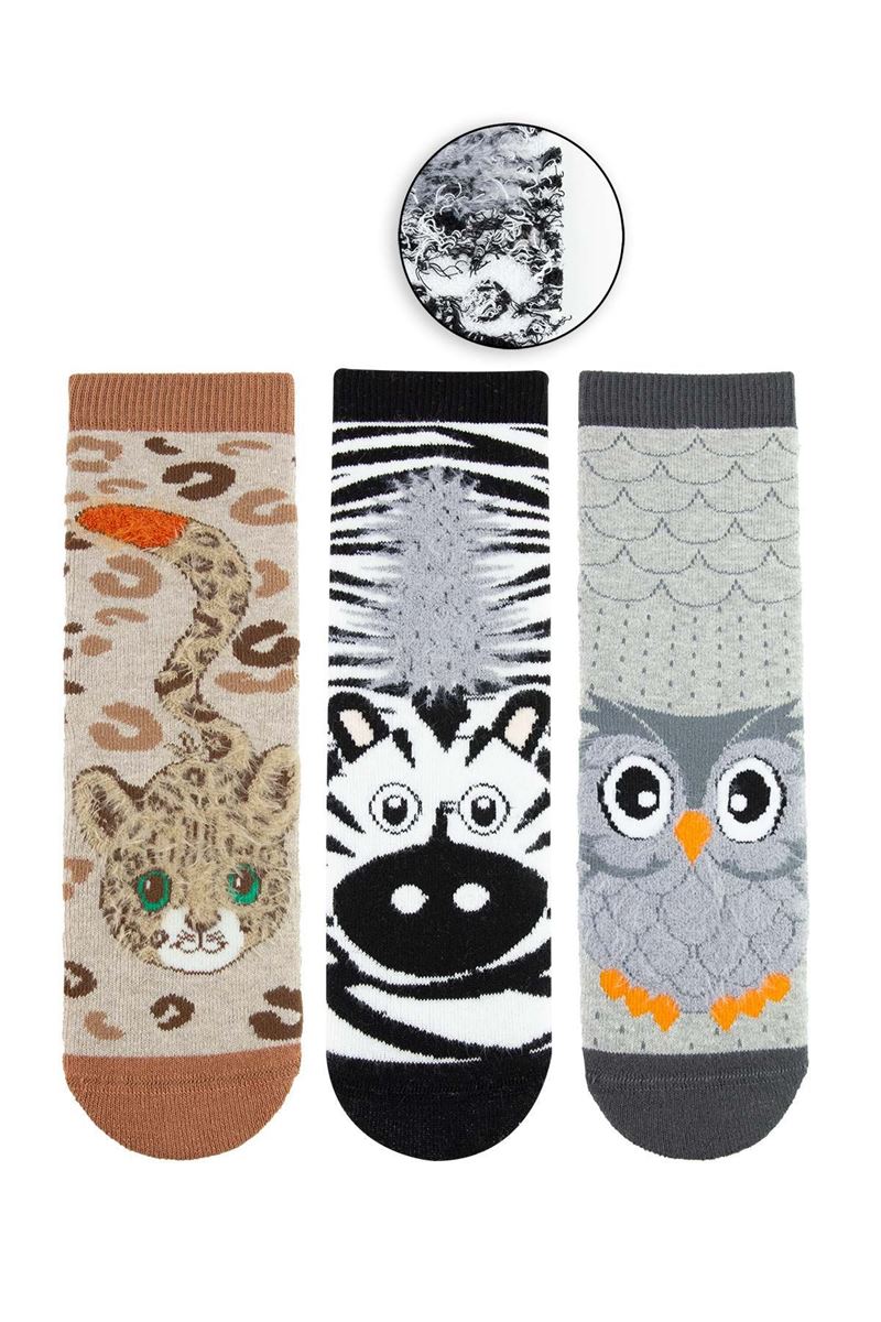 BROSS LEOPAR-ZEBRA-BAYKUŞ HAVLU ÇOCUK SOKET ASORTİ