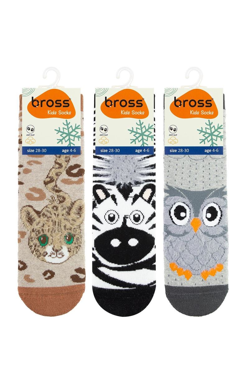 BROSS LEOPAR-ZEBRA-BAYKUŞ HAVLU ÇOCUK SOKET ASORTİ