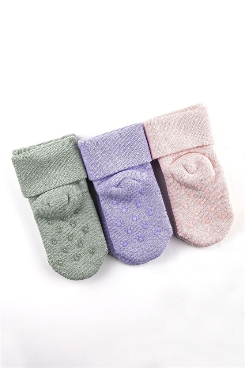 BROSS BABY ANIMAL PATTERNED TERRY CREW SOCKS ASORTY