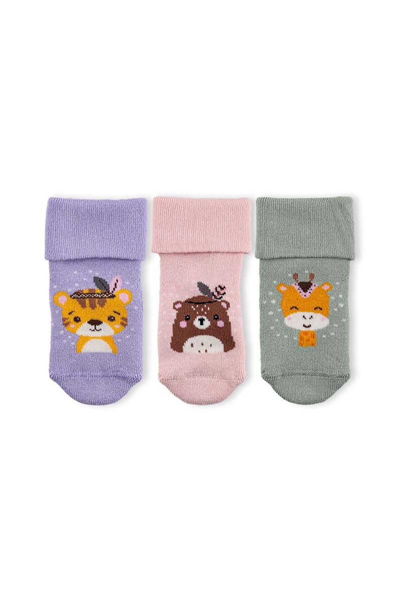 BROSS BABY ANIMAL PATTERNED TERRY CREW SOCKS ASORTY