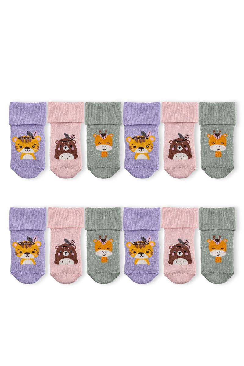 BROSS BABY ANIMAL PATTERNED TERRY CREW SOCKS ASORTY