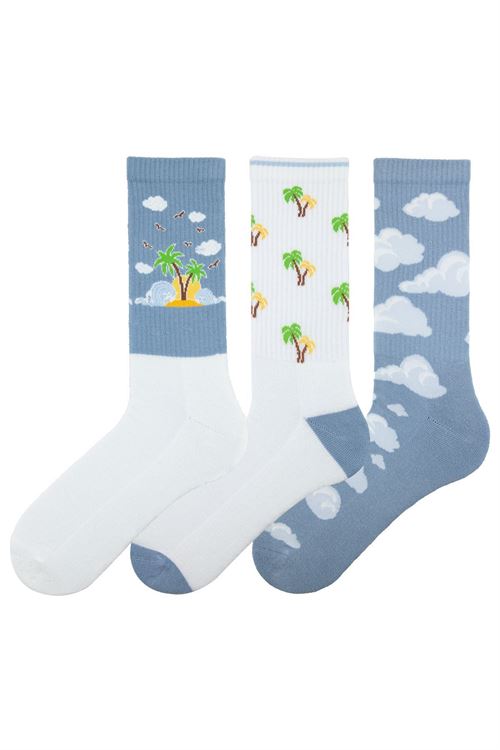 Clouds & Tree Men Sole Terry Socks 12