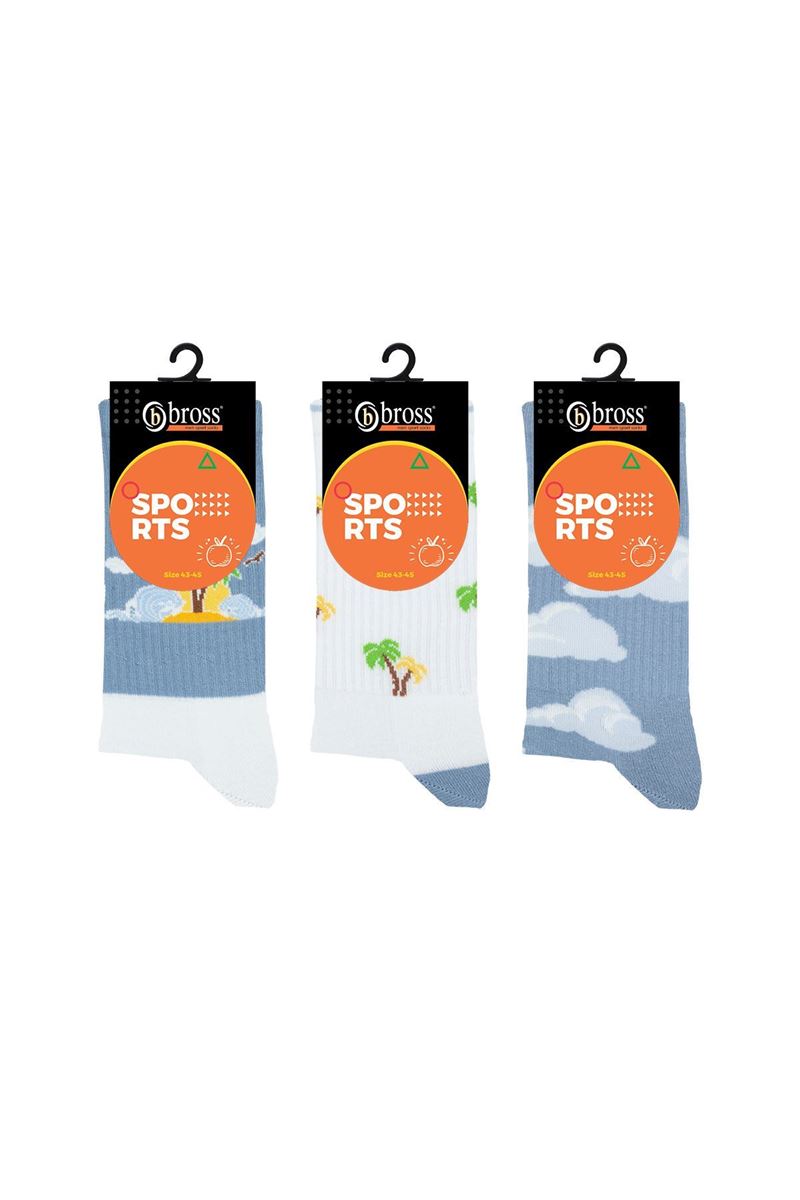 CLOUDS & TREE MEN SOLE TERRY SOCKS ASORTY