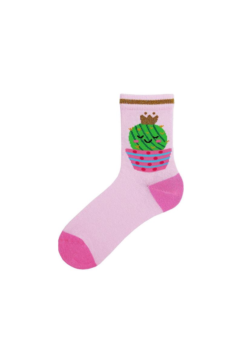 BROSS GIRL CREW SOCKS CACTUS PATTERNED ASORTY