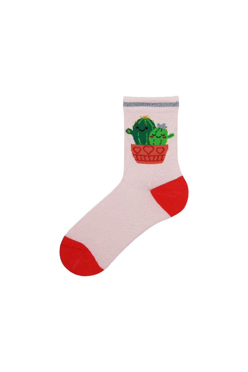 BROSS GIRL CREW SOCKS CACTUS PATTERNED ASORTY