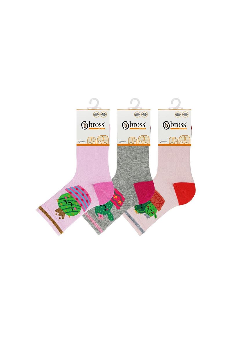BROSS GIRL CREW SOCKS CACTUS PATTERNED ASORTY