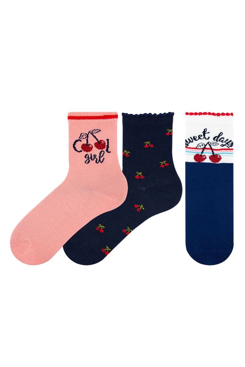 BROSS GIRL CREW SOCKS CHERY PATTERNED ASORTY