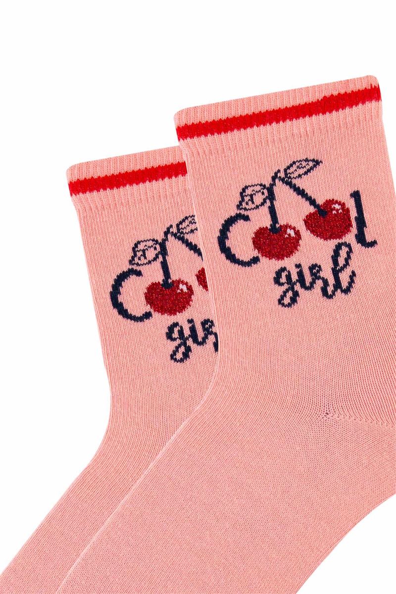 BROSS GIRL CREW SOCKS CHERY PATTERNED ASORTY