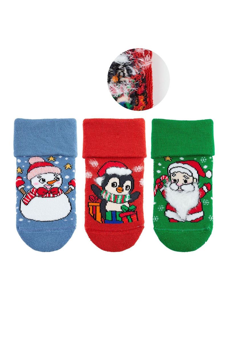BROSS SNOWING CHRISTMAS BABY BOYS’ TERRY SOCKS ASORTY