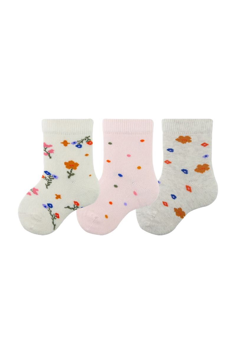 BABY GIRL ANKLE SOCKS FLOWER PATTERNED ASORTY