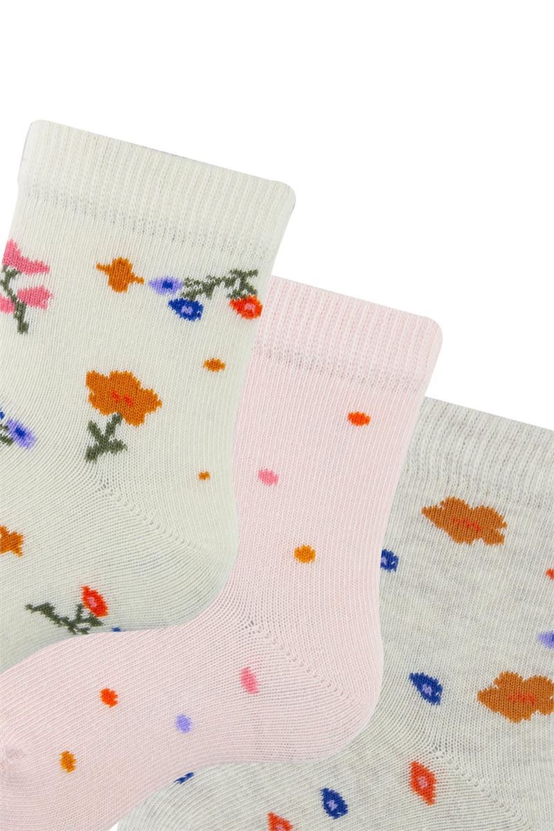 BABY GIRL ANKLE SOCKS FLOWER PATTERNED ASORTY