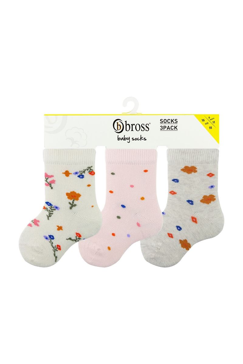 BABY GIRL ANKLE SOCKS FLOWER PATTERNED ASORTY