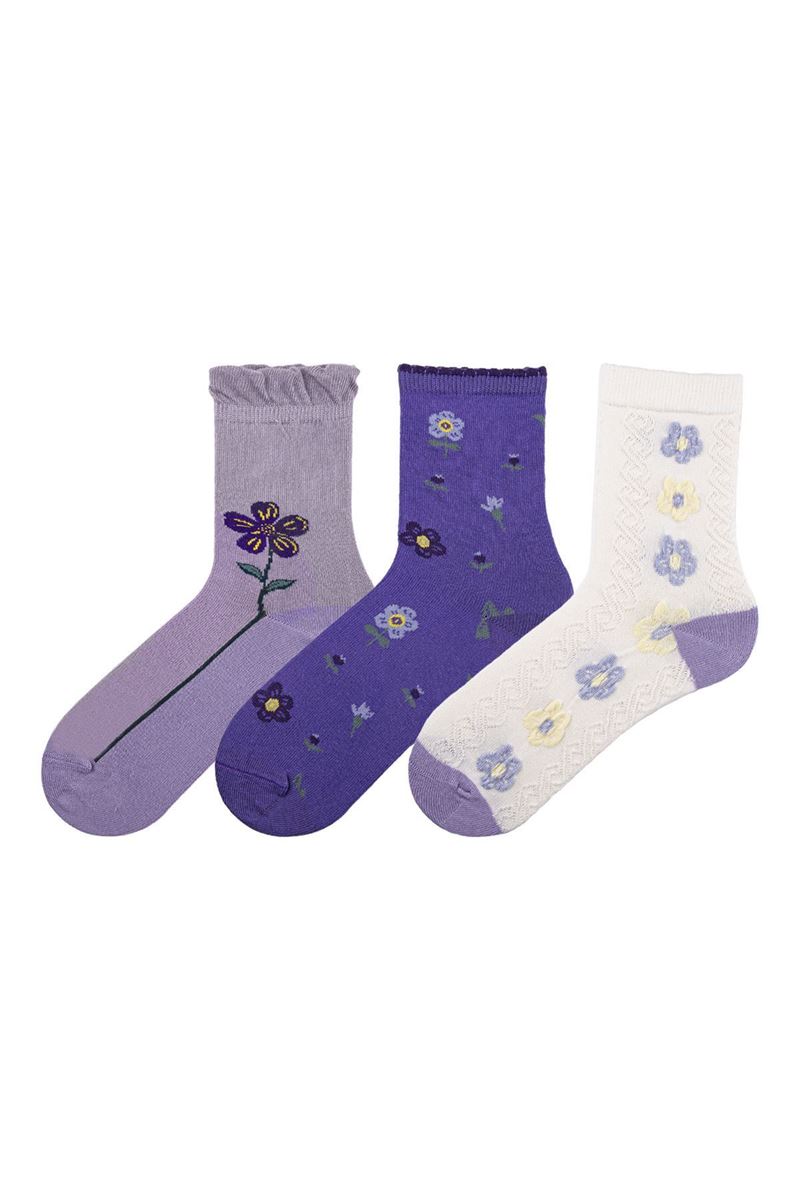 WOMEN FLOWER CREW SOCKS ASORTY