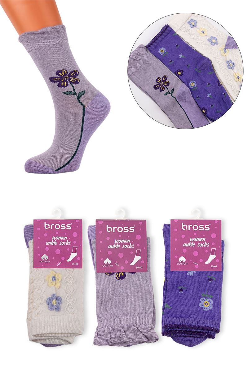 WOMEN FLOWER CREW SOCKS ASORTY