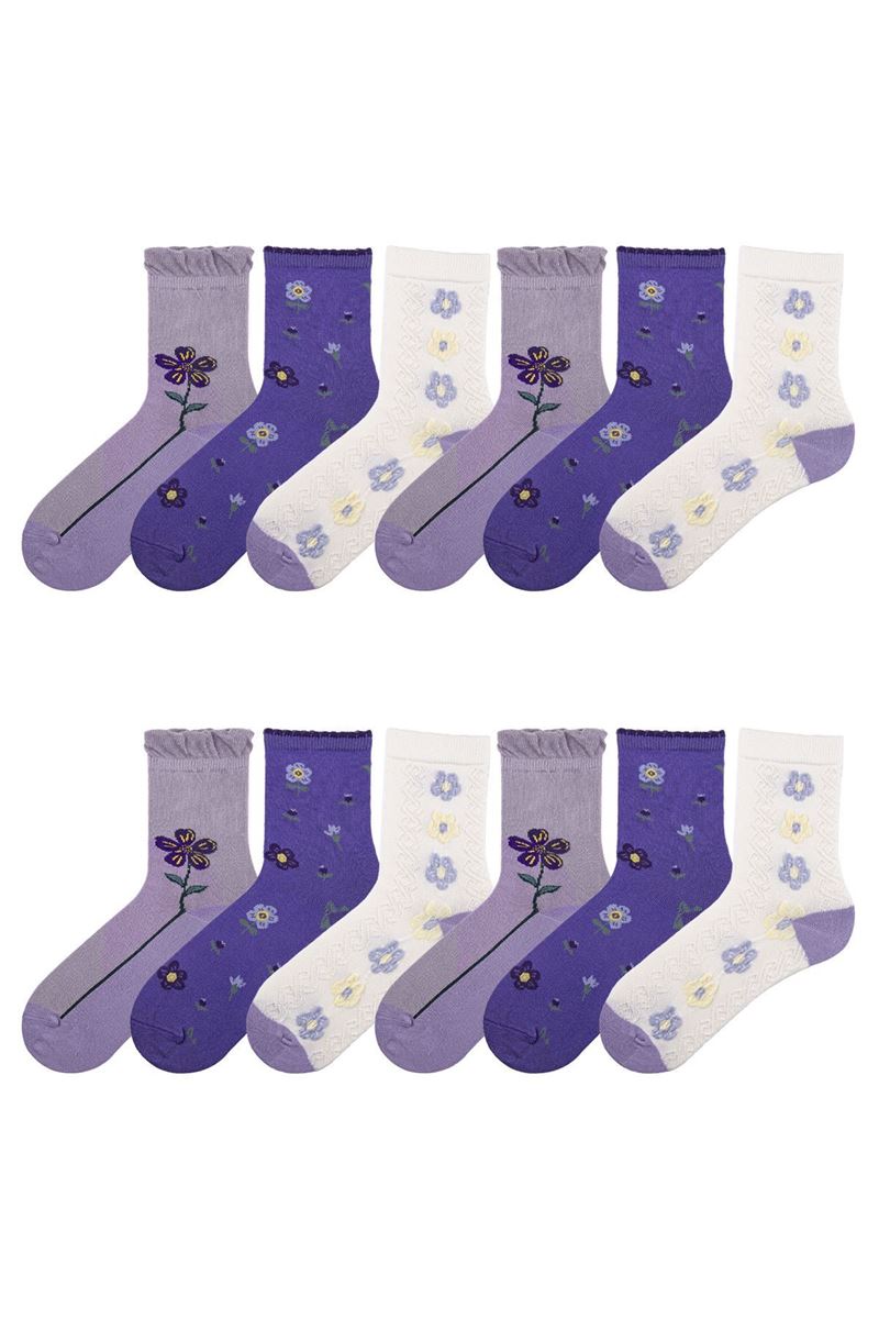 WOMEN FLOWER CREW SOCKS ASORTY