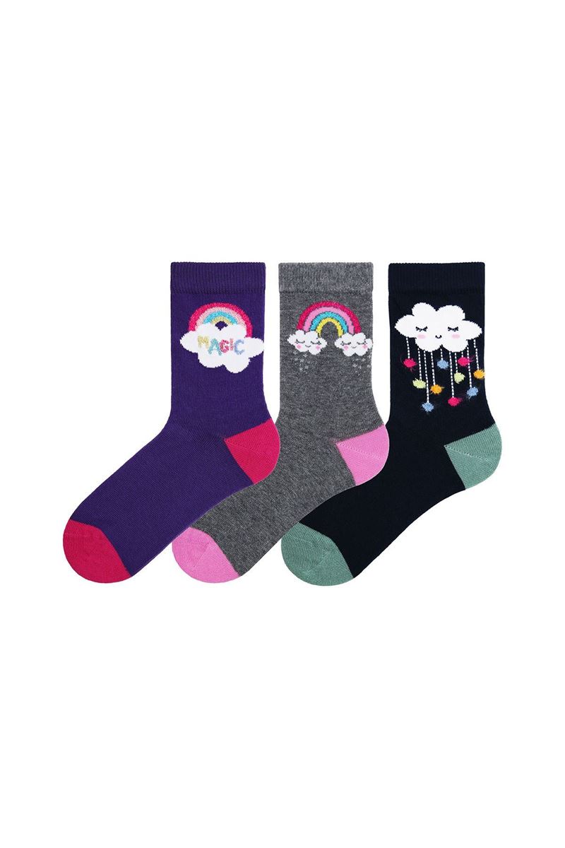 BROSS GIRL CREW SOCKS CLOUDY PATTERNED ASORTY