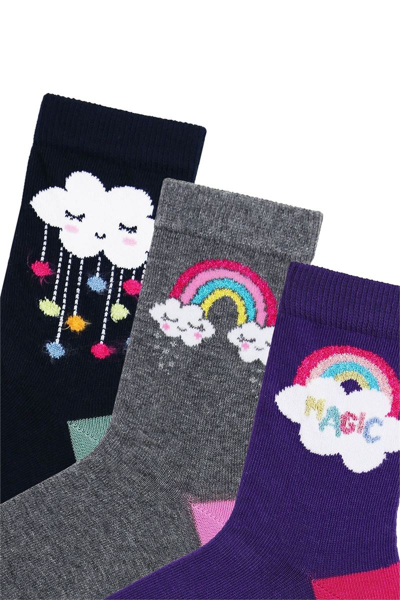 BROSS GIRL CREW SOCKS CLOUDY PATTERNED ASORTY