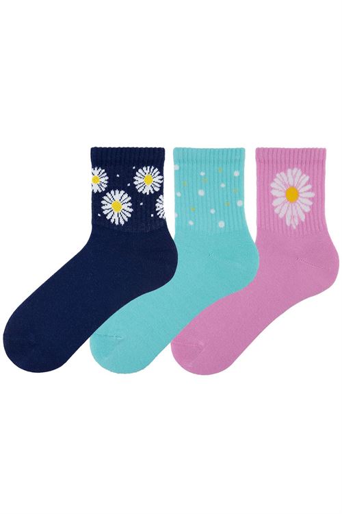 Girl Mid-Calf Socks Daisy Patterned 12