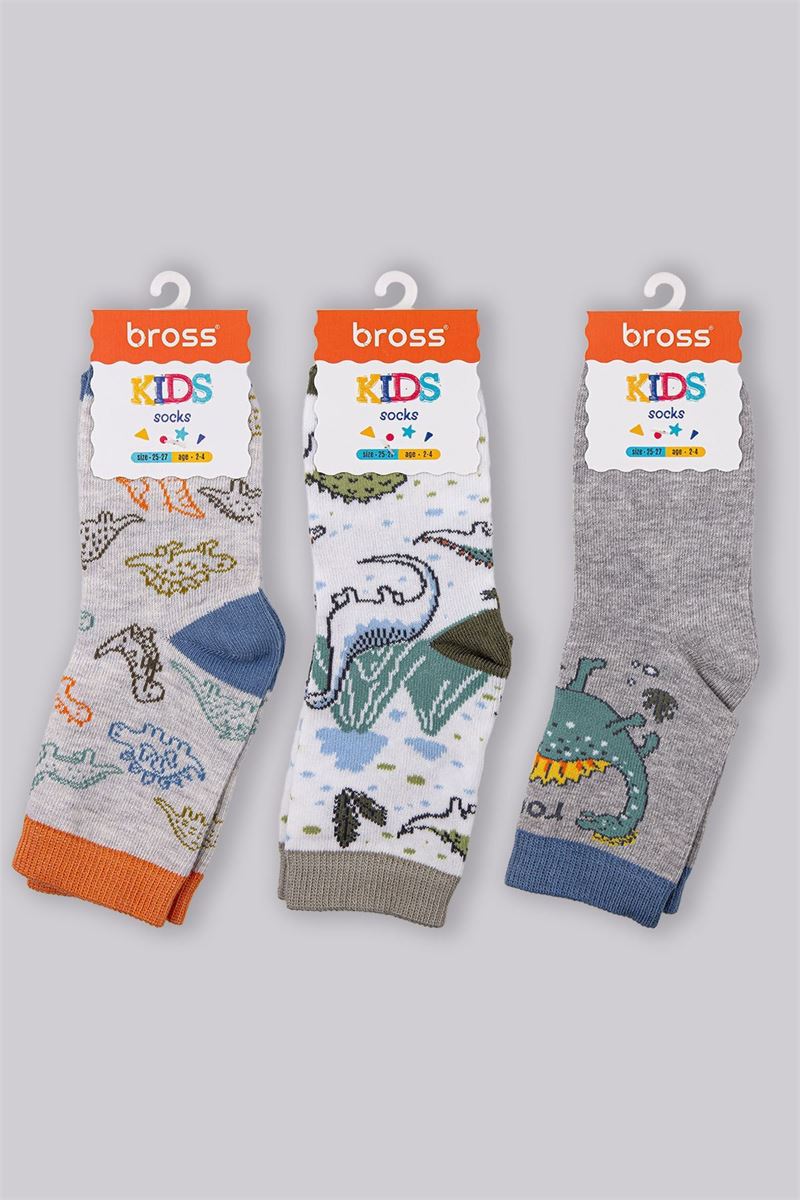 KIDS DINO CREW SOCKS ASORTY