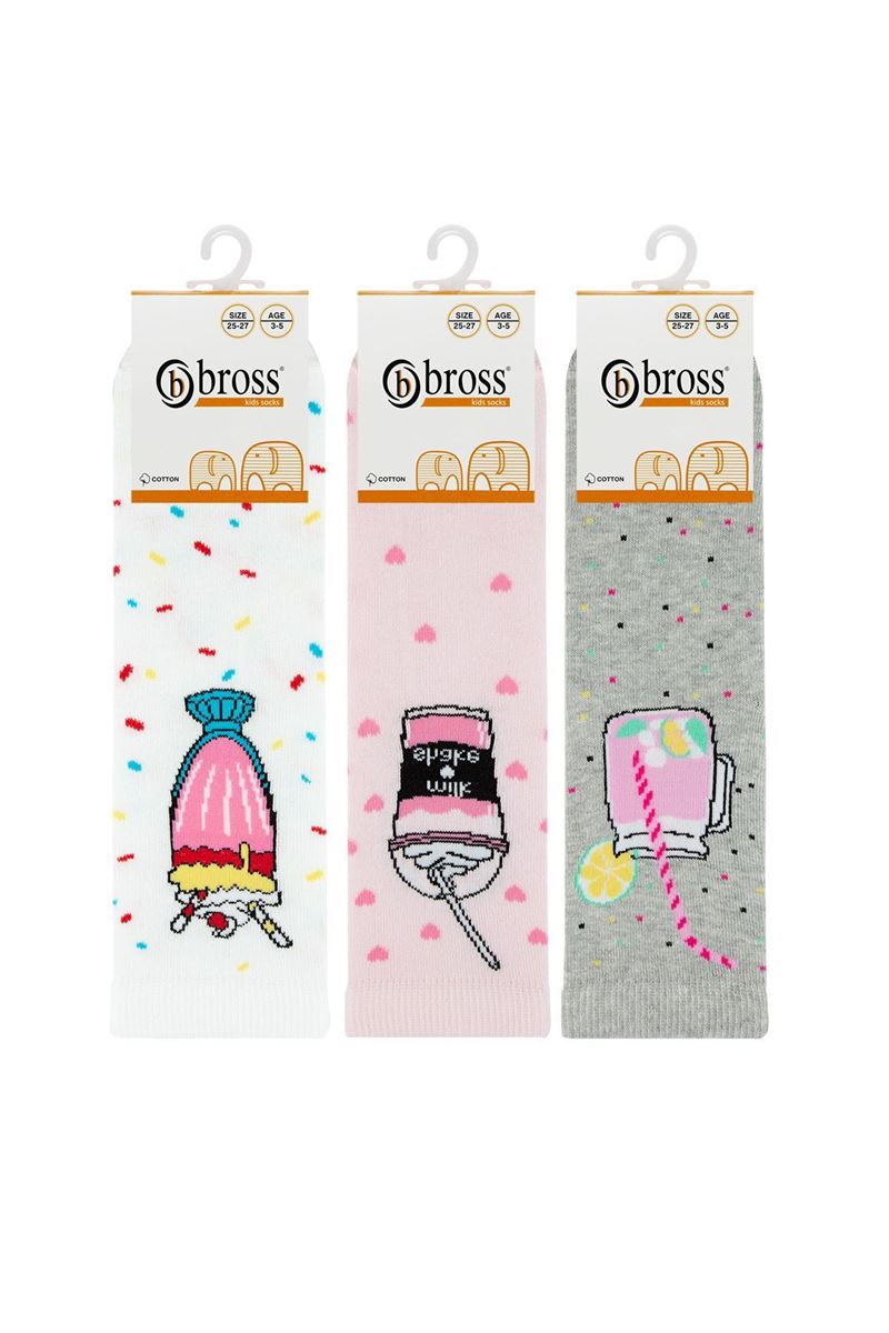 BROSS GIRL CREW SOCKS DRINK PATTERNED ASORTY