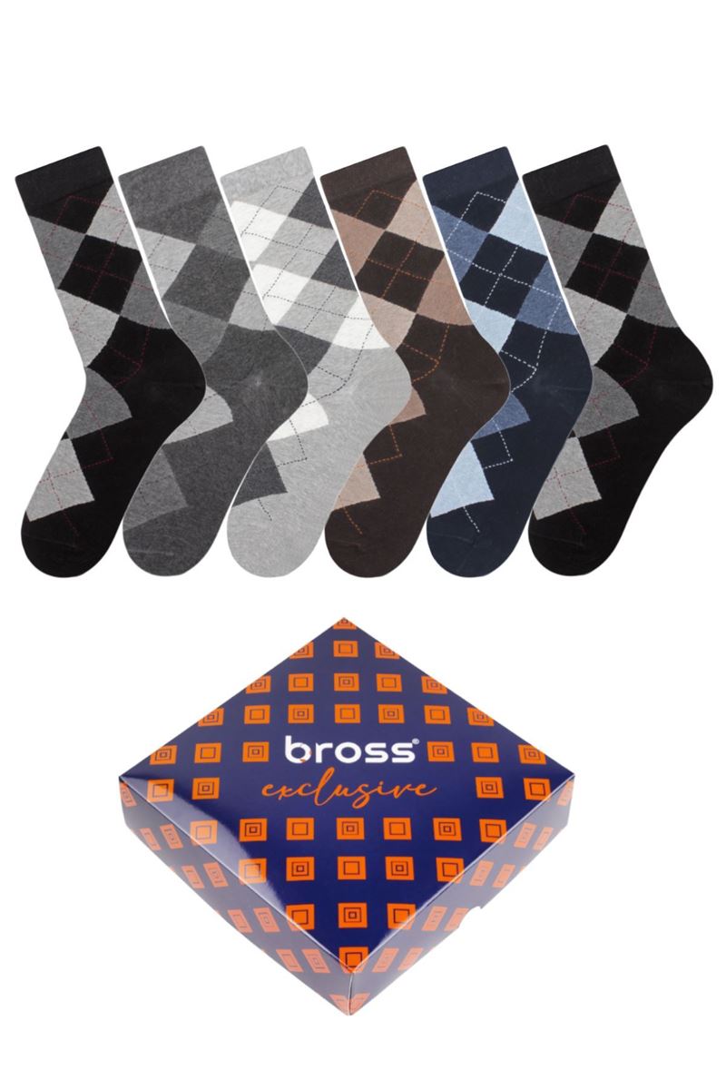 BROSS CHECKED PATTERNED MEN S SOCKS ASORTY