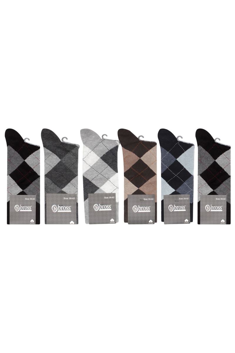 BROSS CHECKED PATTERNED MEN S SOCKS ASORTY