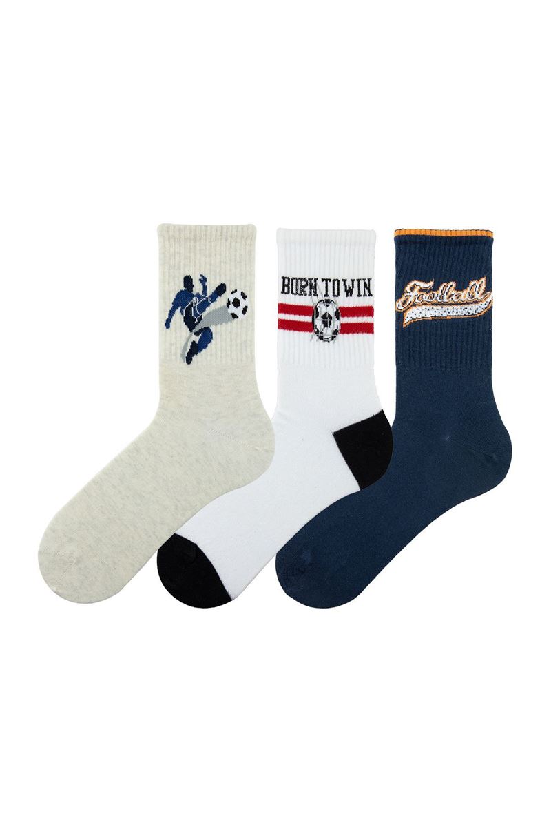 MAN MID-CALF SOCKS FOOTBALL PATTERNED ASORTY