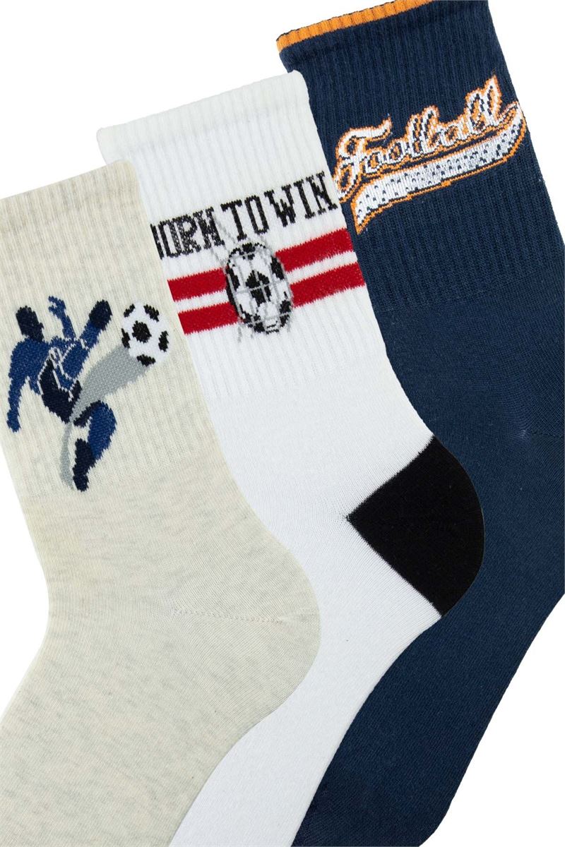 MAN MID-CALF SOCKS FOOTBALL PATTERNED ASORTY