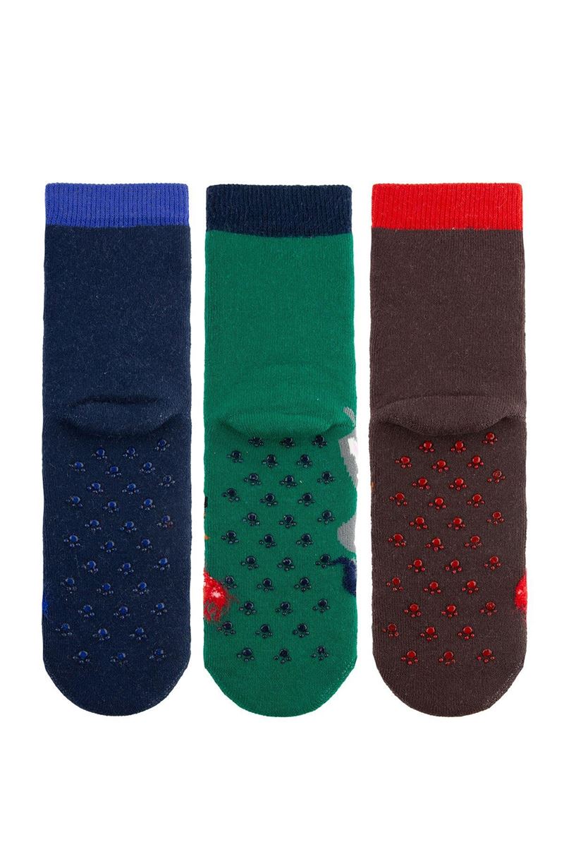 BROSS DARK COLOR ANIMAL BOYS’ TERRY SOCKS ASORTY