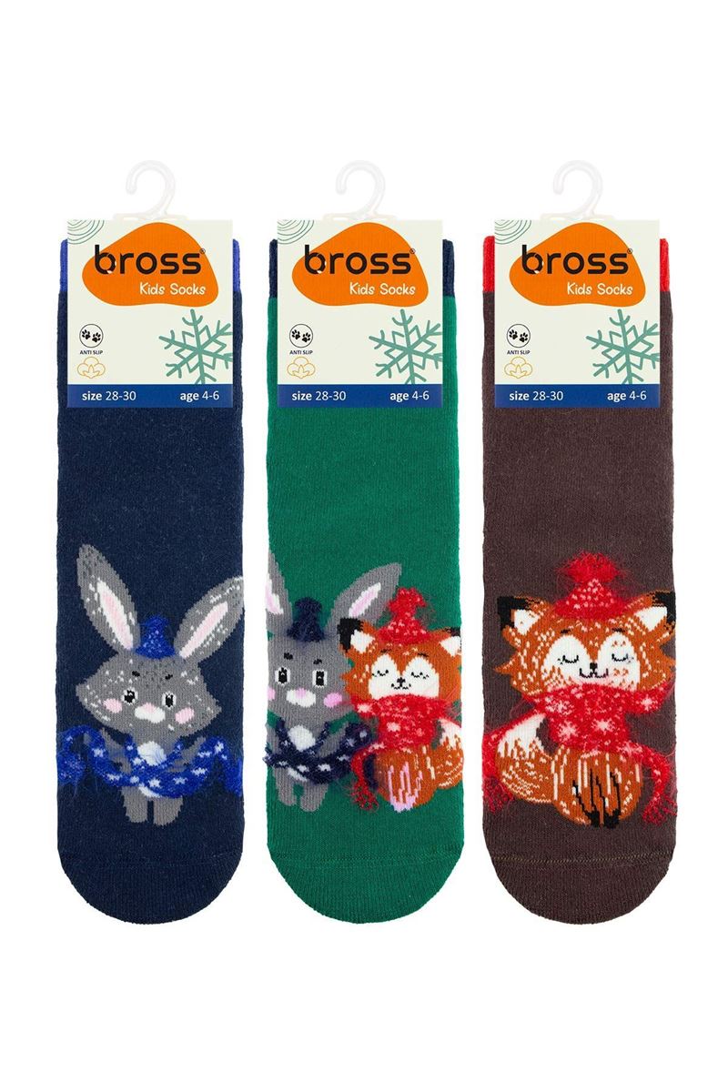 BROSS DARK COLOR ANIMAL BOYS’ TERRY SOCKS ASORTY