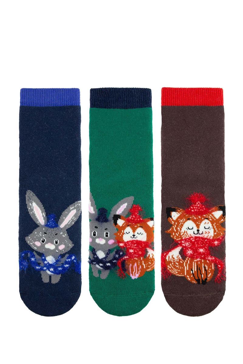 BROSS DARK COLOR ANIMAL BOYS’ TERRY SOCKS ASORTY