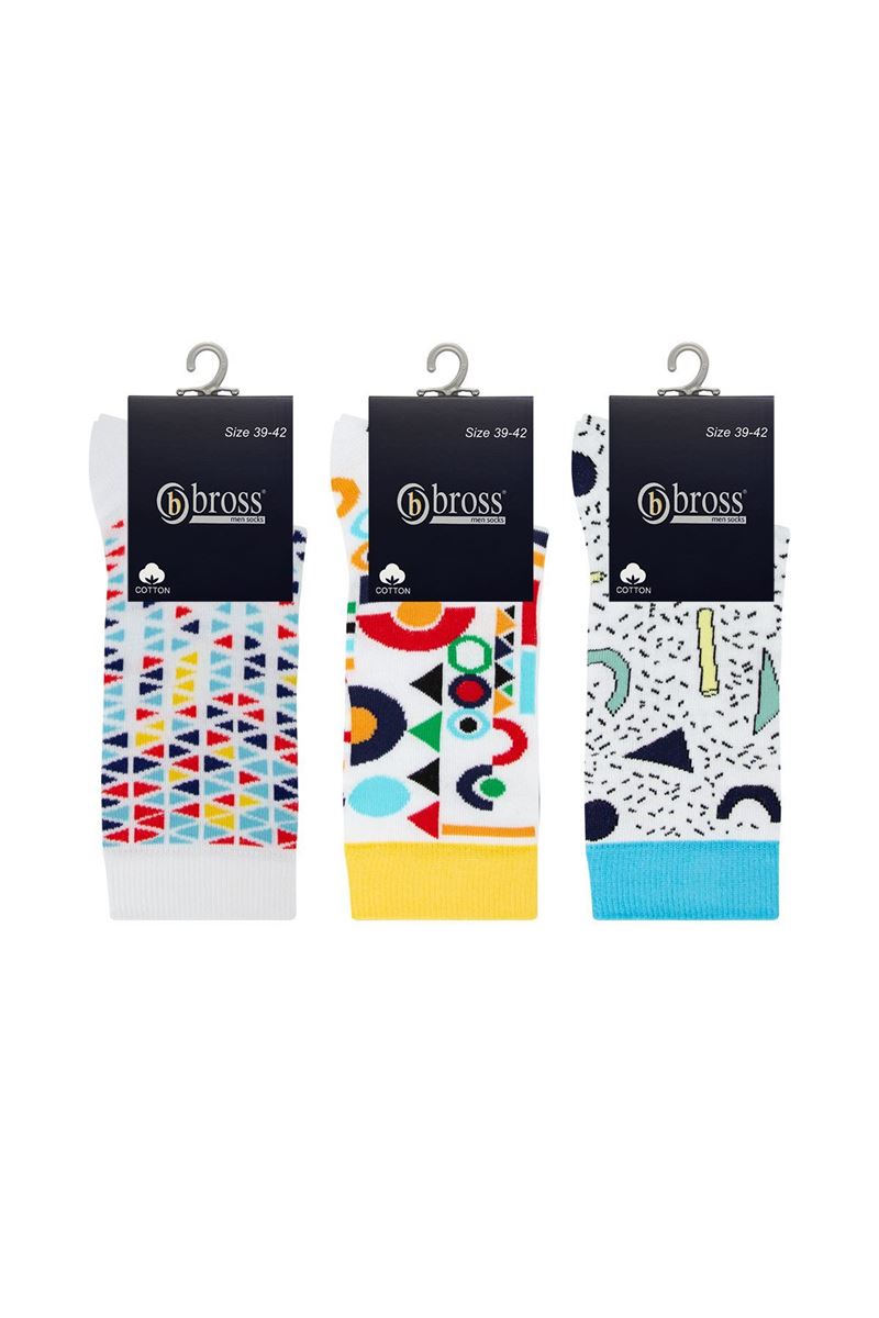 BROSS MAN VAITER SOCKS GEOMETRIC PATTERNED MODEL-5 ASORTY