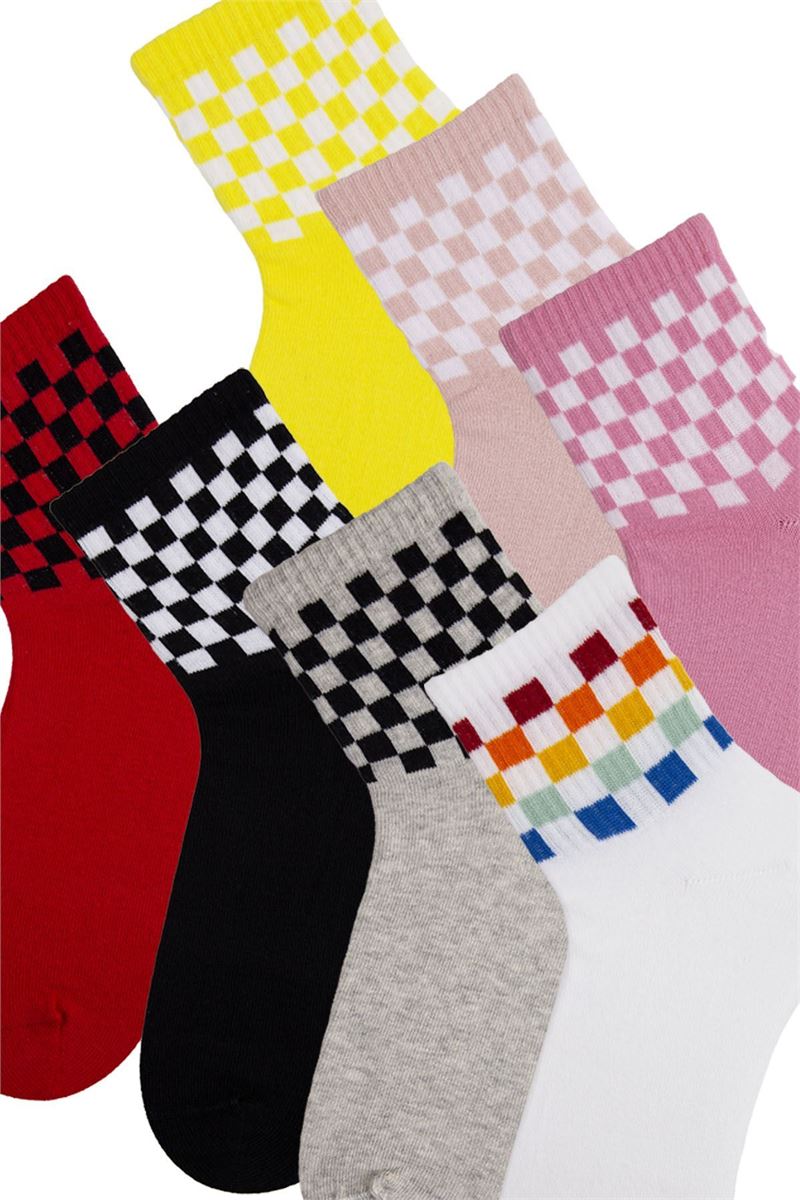 WOMAN CHECKERS CREW SOCKS ASORTY