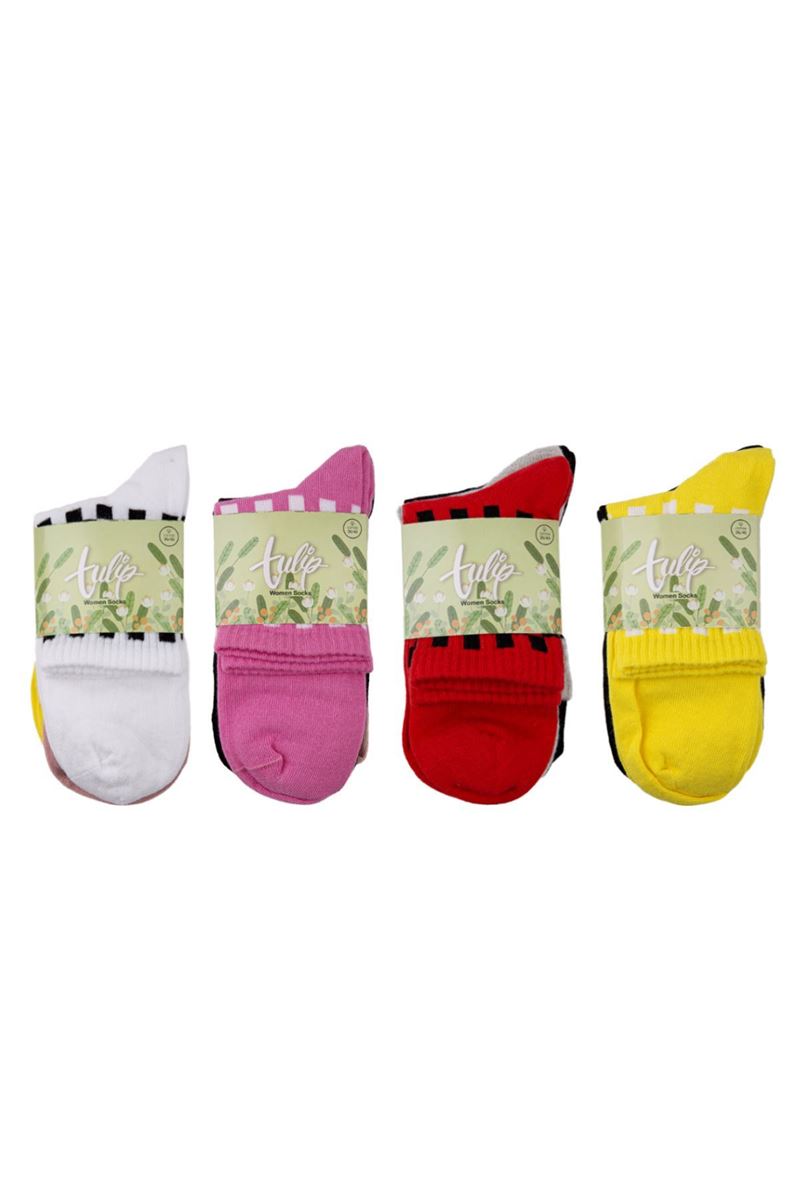 TULIP WOMAN CHECKERS CREW SOCKS ASORTY